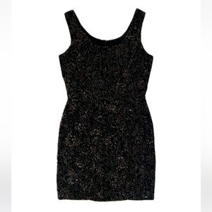 Rampage Black Velvet Floral-Print Mini Dress. Size 7 (junior size)